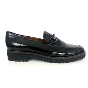 Franco Sarto Black Patent Horsebit Loafer Size 9